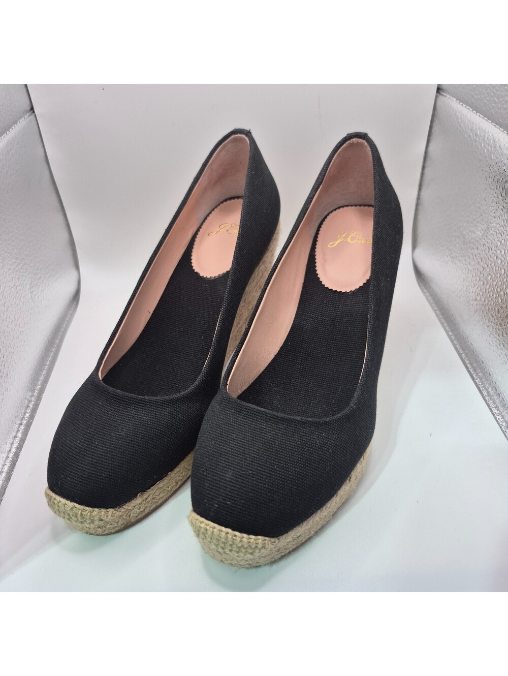 J. Crew Canvas Espadrille  Wedges - Black - Size 7.5